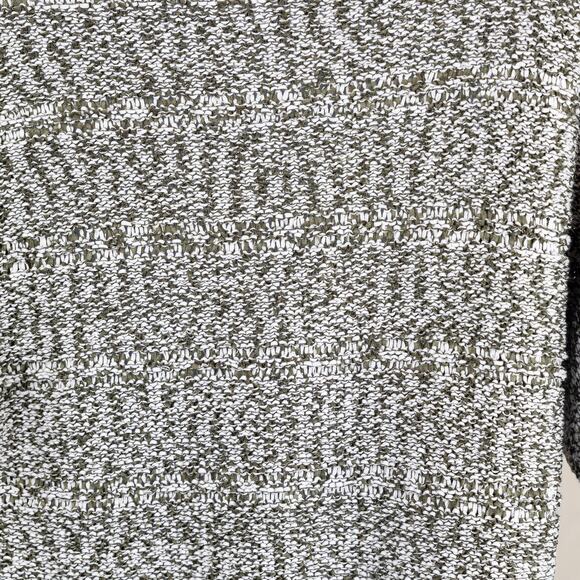 BCBGMaxazria Boxy White Green Variegated Knit Short Sleeve Ribbed Sweater S - Picture 7 of 9